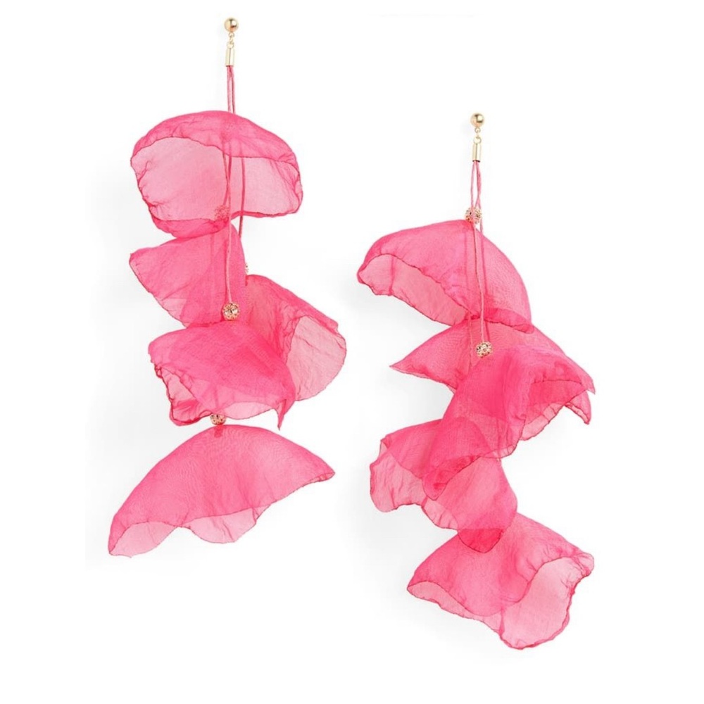 Elegant Pink Floral Drop Earrings Stella and Ruby Chiffon